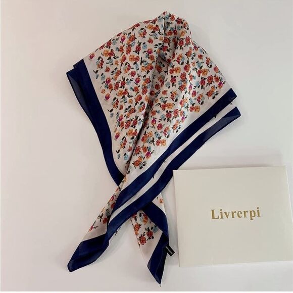 None Accessories - White Rose Silky Scarf 